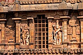 The great Chola temples of Tamil Nadu - The Brihadishwara Temple of Thanjavur. Decoration on temple walls.